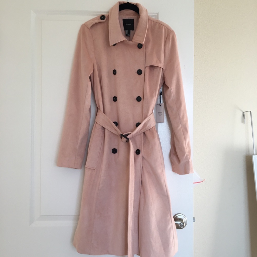 Forever 21 Blush Faux Suede Trench Coat